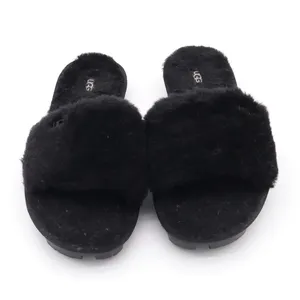 UGG Slide Sandal Womens 9 Cozette Black Faux Fur Lug Sole Excellent thumbnail 3