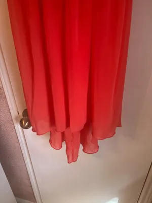Jodi Kristopher Strapless Sequin Bodice Red Chiffon Dress S thumbnail 3