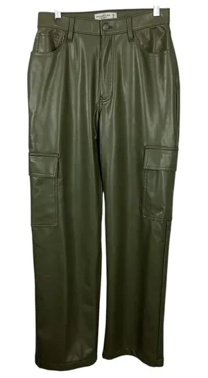 Abercrombie & Fitch The 90's Relaxed High Rise Cargo Vegan Leather Pants Size 6 thumbnail 1