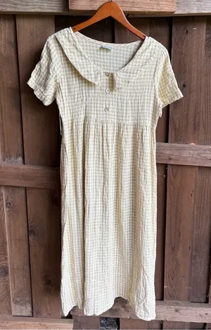 VTG Styleworks Gingham Picnic Collar Cottagecore Modest Maxi Dress thumbnail 1