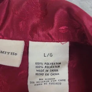 Vintage Jaclyn Smith Poppy‎ Red Pajama Top Blouse with Rose Motif Size Large thumbnail 3