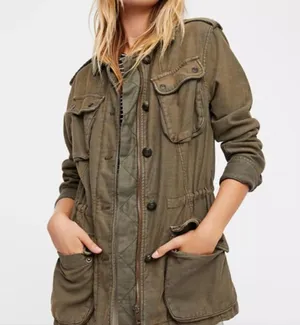 Free People Not Your Brothers Surplus Olive Green Jacket Size Medium thumbnail 2