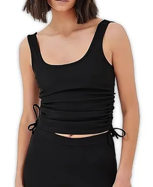 4th & Reckless Annoushka Tank Top Ruched Side Scoop Neckline Soft Black W L NWOT thumbnail 1