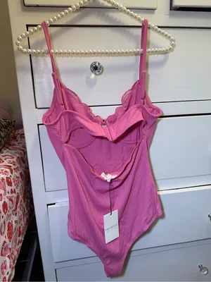 Promesa Romantic Rendezvous Lace Teddy Bodysuit Bubble gum pink New thumbnail 3