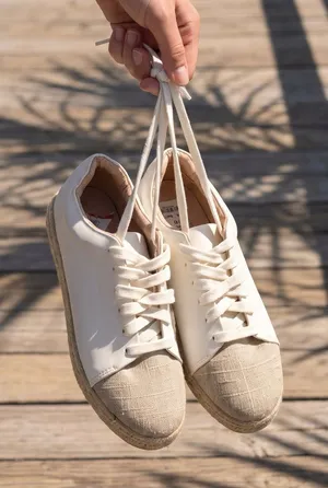 Women’s Neutral Canvas Espadrille Sneakers - Cream thumbnail 1