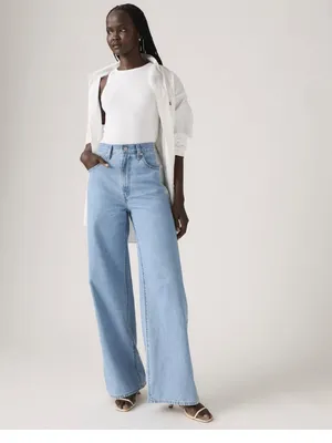 NWT Levi's Women's Blue Cinch Baggy Jeans With Foil Panel 25X31 thumbnail 6