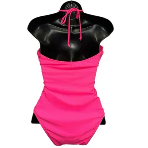 No‎ Boundaries Neon Pink One Piece Swimsuit Medium NWT Halter Monokini thumbnail 3