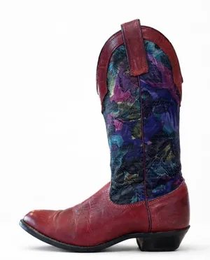 Vintage 90s Capezio Red Leather & Tapestry Western Boots Rare Pair thumbnail 1