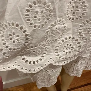 New Steve Madden Eyelet Ruffle Dress Sz L White Elastic Waist Cotton NWT thumbnail 6