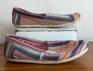 TOMS Classic‎ Alpargata Multi Color Woven Stripe Chevron Slip On Shoes Womens 7 thumbnail 1