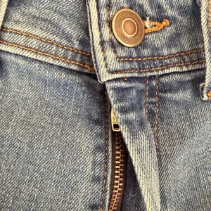 Zara Wide Leg High Rise Y2 K Raw Hem Blue Denim Fly Zip Jeans Sz 12 # 2455 thumbnail 8