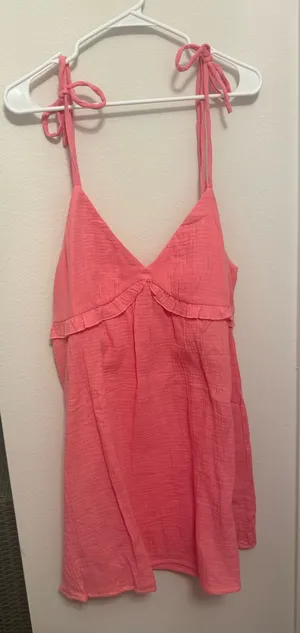 Pink Lily Coral Tie-Strap Mini Dress thumbnail 1