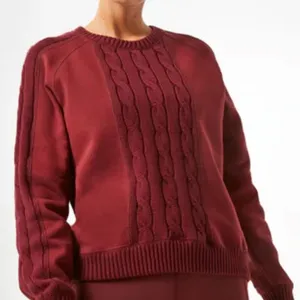 Tuckernuck Cable Knit Reid Sweatshirt in burgundy Medium thumbnail 1