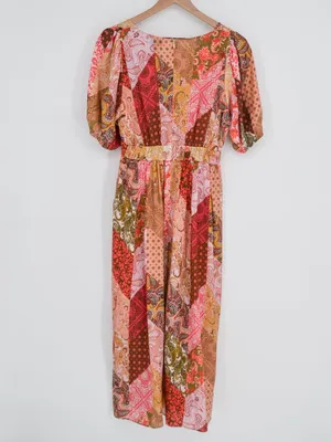 Kachel x Anthropologie Puff Sleeve Patchwork Paisley Midi Dress Size 6 NWT thumbnail 3