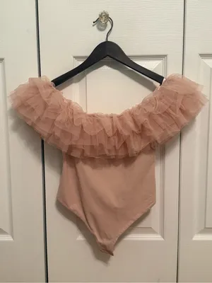 Free People Big Love Tulle Bodysuit in Dusty Rose thumbnail 4