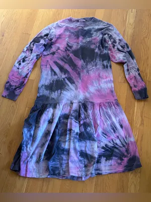 USA Dye Tie-dye long sleeve dress Pink Gray One Size thumbnail 1