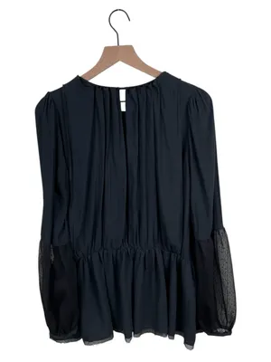 Free People Soul Serene Top Black Size XS Sheer Contrast Whimsigoth Boho Witchy thumbnail 16