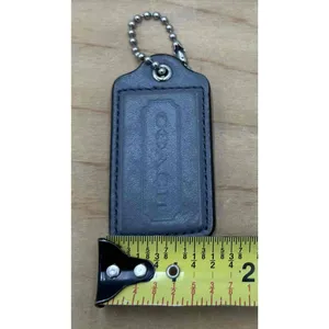Coach Dark Gray Large‎ Leather Keychain Tag Ball Chain Charm Size 2.5 Inch thumbnail 4