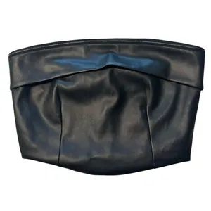 Fore Size S Faux Leather Tube Top Black Cropped Going Out Top Baddie Cocktail‎ thumbnail 2
