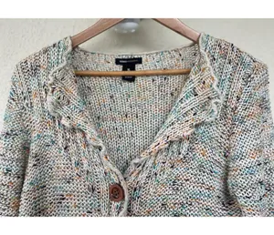 BCBGMAXAZRIA XL Multicolor Knit Cardigan Boho Chunky Sweater Button Up Fairy thumbnail 3