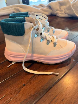 Sorel Women’s Waterproof Leather Hiking Boots Cream Pink Green Lace Up Sneakers thumbnail 2