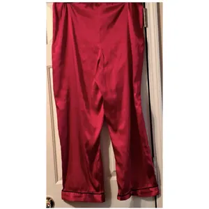 Gilligan & O'Malley Women Medium 2 Pc Sleepwear Set Red Satin Black Trim Pajamas thumbnail 4