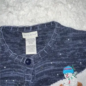 Womens White Stag Vintage Ugly Christmas Sweater / Cardigan Snowmen Medium thumbnail 3
