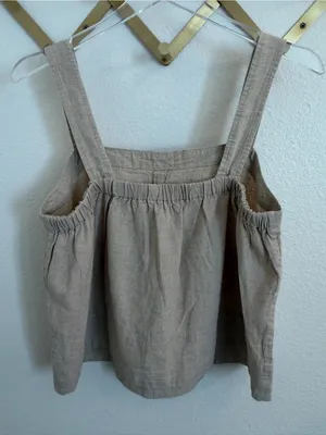 NWT Madewell Linen Blend Tank Natural Beige Medium thumbnail 6