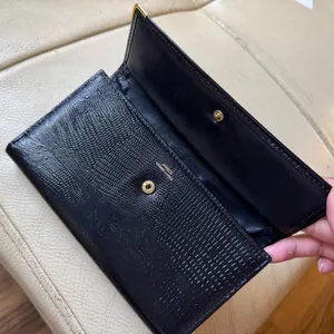 Mundi VTG Black Lizard Embossed‎ Leather Checkbook Wallet Kiss Lock Coin Purse thumbnail 8