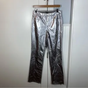 J. Crew Full-length demi-boot pant‎ in metallic faux leather 26T Tall holiday thumbnail 3