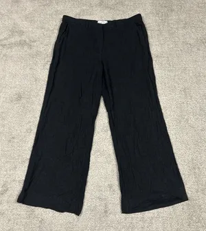 Abercrombie & Fitch Pants Womens 16 Long 33 Linen Blend Wide Leg Trousers Black thumbnail 1