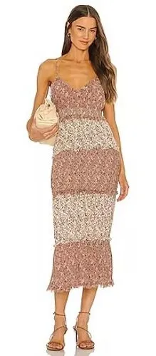 Show Me Your Mumu Emira Maxi Dress Floral Print Mix Pink Ditsy Smocked Small thumbnail 1