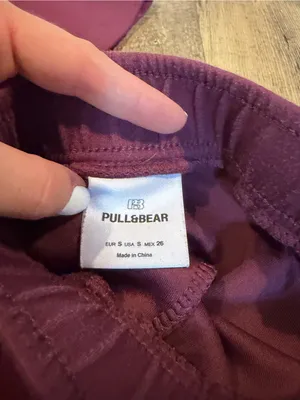 Pull&Bear 2-Piece Soft touch short sleeve sweatshirt and Pants Set Eggplant S thumbnail 3