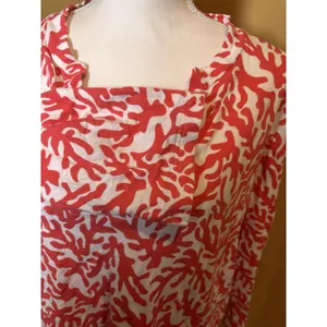 Lilly Pulitzer Odette Tunic XL Island Coral Treasure‎ Coral white V-Neck Top thumbnail 4