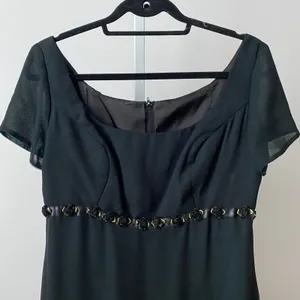 Jim Hjelm 12 Black Gown Rosette Empire Waist Chiffon Maxi Dress‎ Occasions Goth thumbnail 2