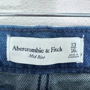 Abercrombie & Fitch Mid Rise Baggy Wide Leg Dark Denim Trouser‎ Jean Size 33 16L thumbnail 7