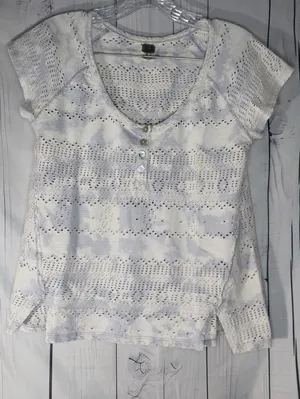Free People We The Free Short Sleeve Boho Cloud Wash Grunge Casual Festival Top thumbnail 1