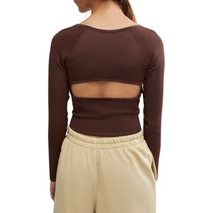 NWT Free People Movement Bail Out Long Sleeve Layer Crop Top Cocoa Brown XS/S thumbnail 2