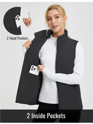 Baleaf Women's Black Quilted Puffer Vest with Stand Collar thumbnail 4
