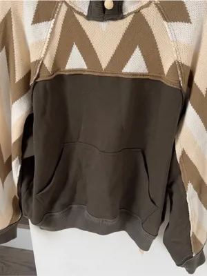 NWT Free People We The Free Seeing Double Hoodie Sweatshirt Feen Combo Green thumbnail 7