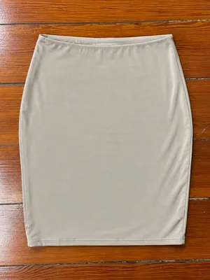 💥Naked Wardrobe Double Layer Smoothing Bodycon Mini Skirt Tan Sz L💛 thumbnail 3