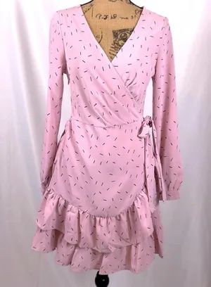 Petalroz dress faux wrap dusty rose & black Size S NWT Price is Firm thumbnail 1