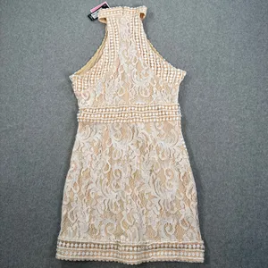 PrettyLittleThing Women's 6 White Lace High Neck Crochet Bodycon Dress New thumbnail 9