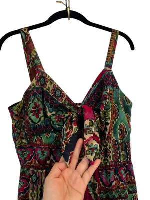 Signature Multicolor Tiered Maxi Dress Flowy Boho Resort Wear Summer Size 12 thumbnail 5