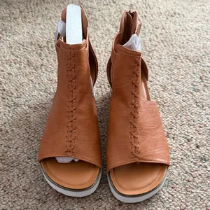 Corkys Tan Leather Wedge Sandals Size 9 thumbnail 2