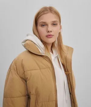nwt camel puffer padded jacket Bomber thumbnail 1