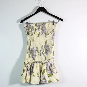 NEW Peppermayo Break From Toronto Linen Smock Mini Dress Yellow Purple Floral 4 thumbnail 1