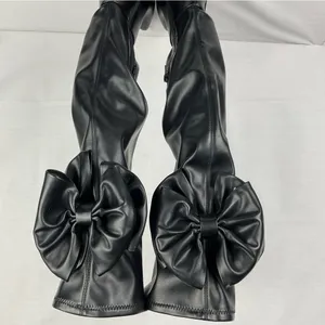 Gianni Bini Delilah Black Boots Sz 6 Bow Back Stretch Over-the-Knee New thumbnail 7