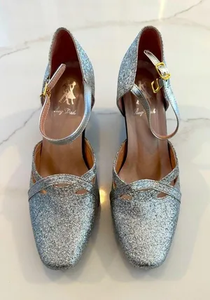 Samba Shoes Silver Sparkly professional dance shoes size 6-6.5 thumbnail 1
