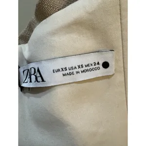 Zara Asymmetric Pencil Dress Slip‎ Midi Camel Taupe Beige Size XS Linen Feel thumbnail 8